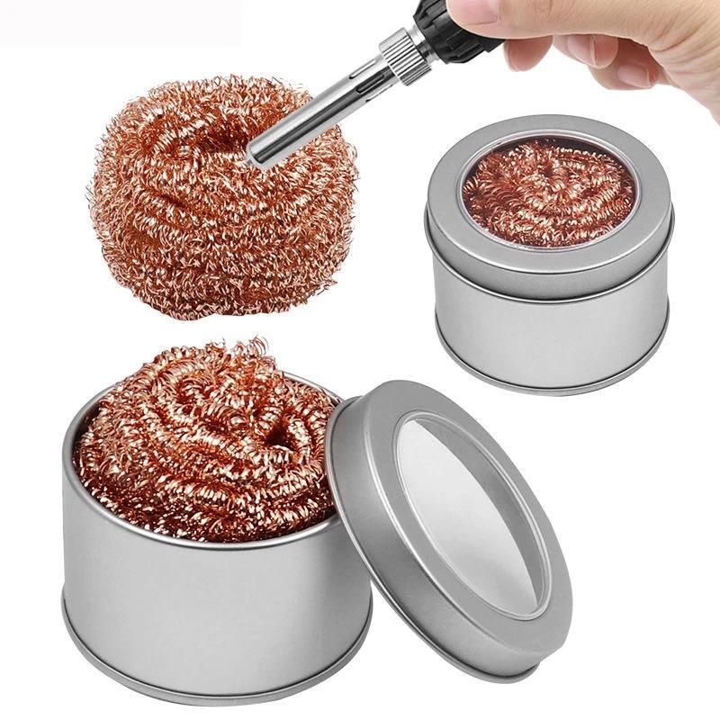 Desoldering Cleaning Ball Soldering Iron Mesh Filter Cleaning Nozzle Tip Copper Wire Cleaner Ball Metal Dross Box Clean Ball