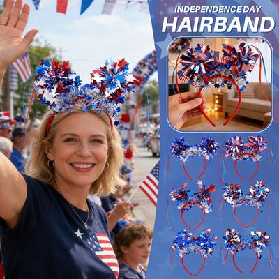 Patriotische Stirnbänder mit Sternenballons, Rot Blau, 4. Juli Partyzubehör, Unabhängigkeitstag Gedenktag Zubehör