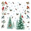 Christmas decorations, Christmas tree branches, red birds, Christmas birds, glass window decorations, stickers, self-adhesive wall stickers