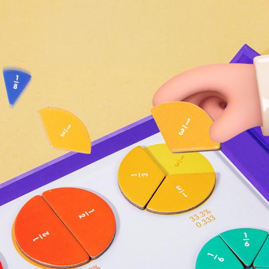 Magnetic Fraction Tiles Circles Book with Pen Percentage Decimal Fraction Learning Math Manipulatives Elementary Students Teaching Aid Educational