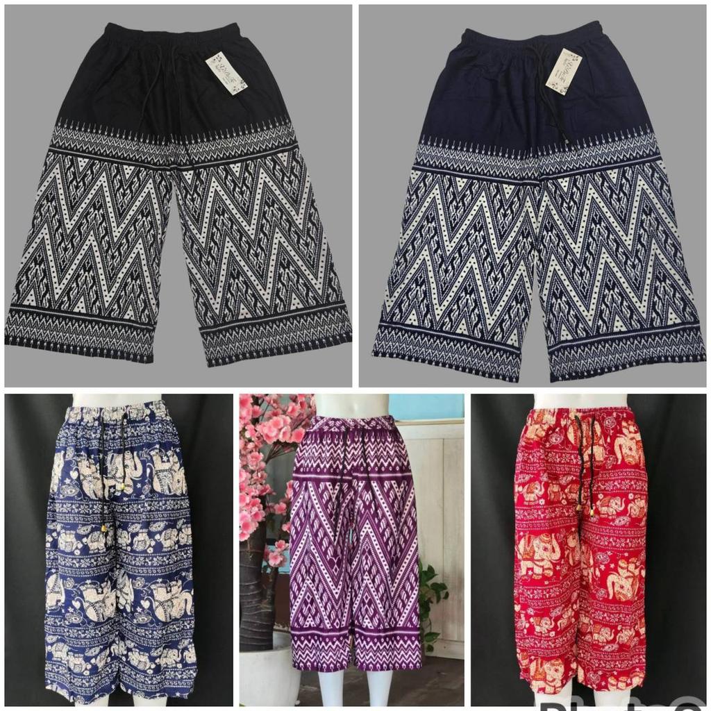 Long Loose Leg Elephant Pants Adjustable Elastic Waistband Strap Women Men Unisex Print Thailand Casual Streetwear Beach Summer Bohemian Retro Vintage