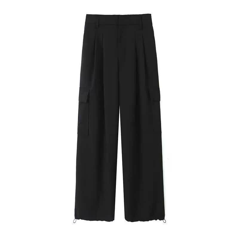 Fashion Style 2023 Autumn and Winter New Arrival Women's Pleated Decoration Straight-leg Loose Overalls Pants 7102520 703