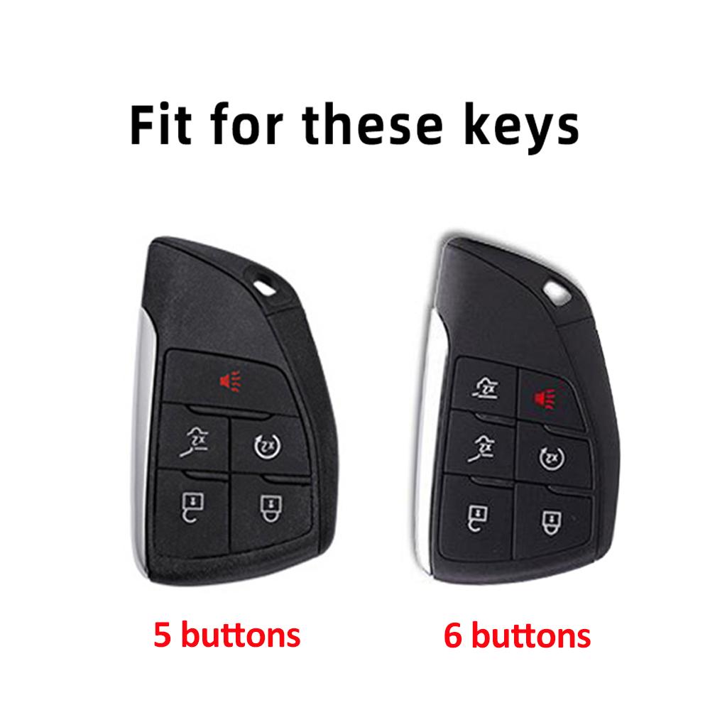 For Chevrolet Silverado 1500 Tahoe Suburban Colorado Traverse Gmc Yukon Canyon Sierra Auto Car Key Fob Case Cover Keychain Ring