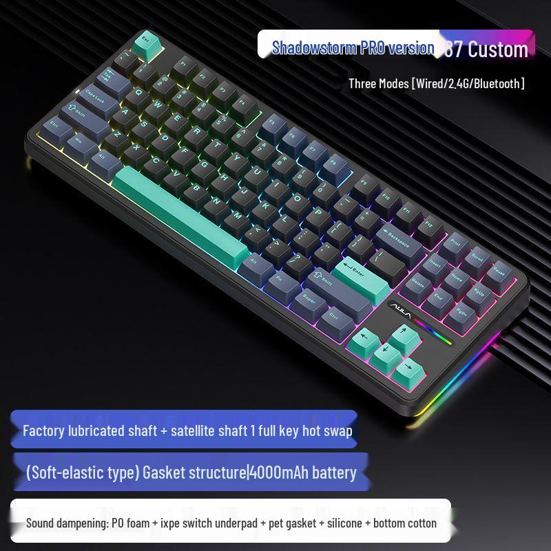 Tarantula F87 RGB Mechanical Keyboard: Hot-swappable, Gasket Structure, Tri-Mode Wireless Bluetooth for Gaming.
