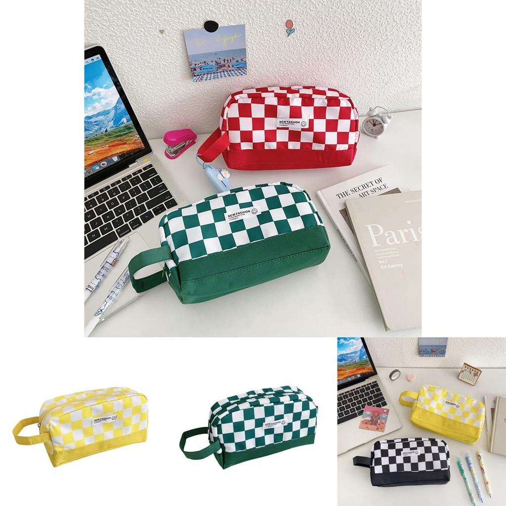 Trendy Ins Style Student Pencil Case High-value Colorful Checkerboard Design