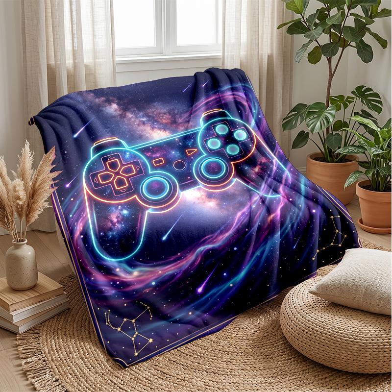 Galaxy Game Controller Theme Blanket Lightweight Warm Flannel Blanket Decorative Throw Blanket for Home Decoration