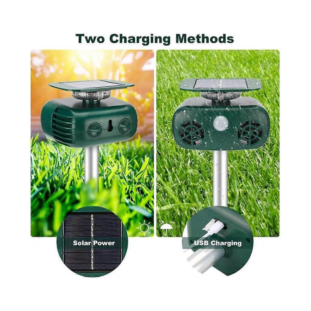 Waterproof Solar Ultrasonic Cat Repeller Outdoor Cat Repeller with Flashing LED Ultrasonic Animal Repeller for Dogs Squirrels Birds Wild Animals