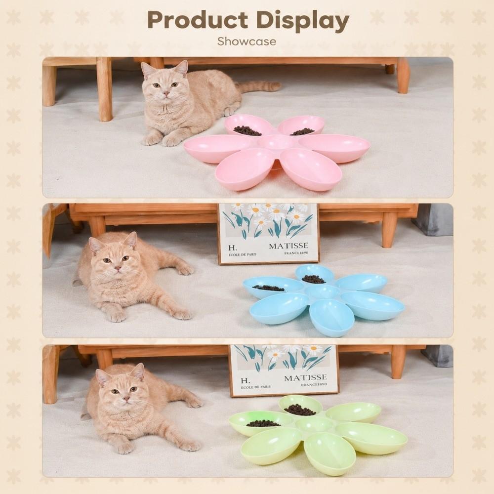 6-Petal Flower Cat Food Bowl Multi-Compartment Feeding Dish Upgrade Pet Food Bowl Cat Dog