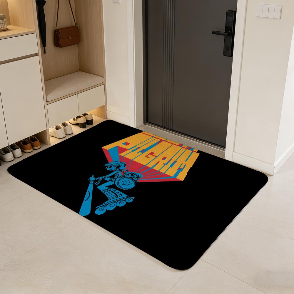 Comic S-Scott Pilgrim Floor Mat Flannel Door Mat Non-Slip Absorbent Washable Indoor Home Rug
