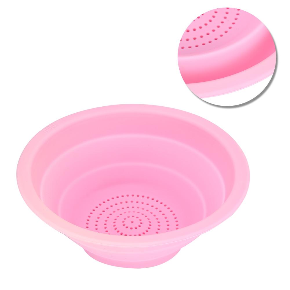 Household Portable Reusable Silicone Folding Drain Basket Food Strainer Kitchen Accessory