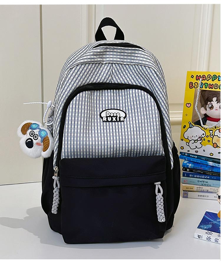 Schoolbag Sweet Japanese Literary Plaid Backpack Korean Version Middle and High School Student Computer School Bag Casual Lightweight Versatile