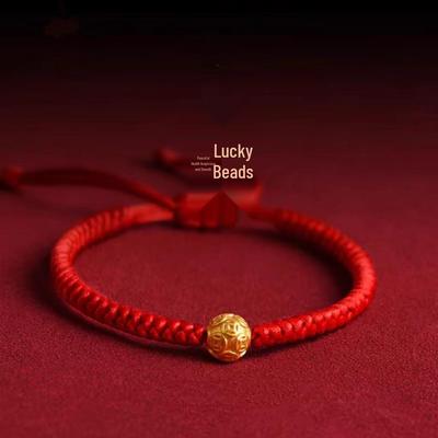 Vietnam Sandgold Reichtumsmünze Rotes Seil Armband - Kupfer Vergoldet Glücksperlen Schmuck für Frauen