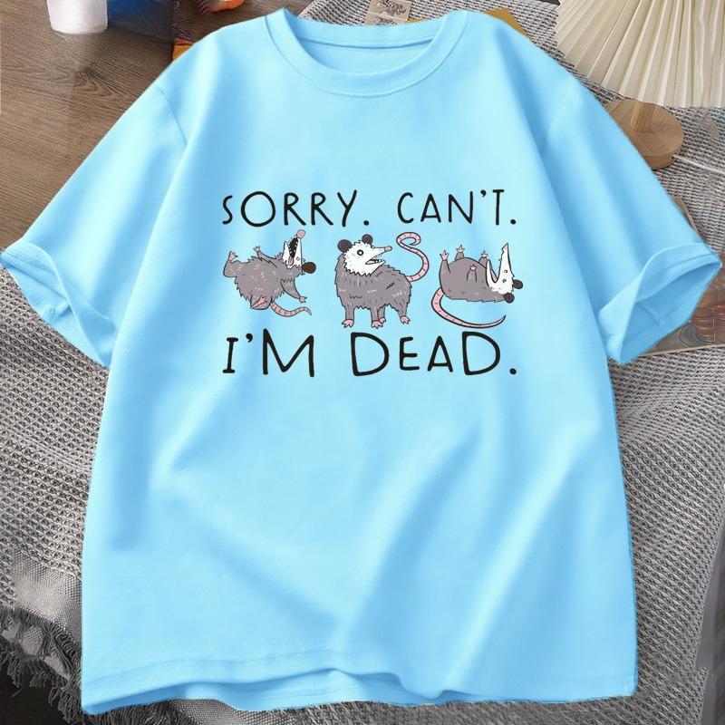Posem T-shirt Suitable for Opossum Lover Fun Pattern Tshirt Anxiety Attack Unisex Cotton Short Sleeve Pattern T-shirt Street Wear