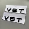 2PCS V6T V8T Emblem ABS 3D Badge Leaf Label V10 V12 Side Label for Audi A4L A5 A6L A7 Q3 Q6 Q7 Car Label Displacement Sticker