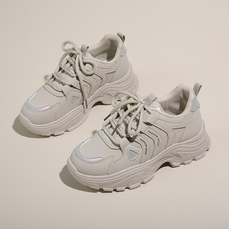 ins Korean version of the new dad shoes girl 2025 autumn student versatile sports running casual shoes platform heightening shoes