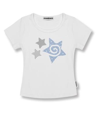 CHICKS Fabric Star Slim Fit Short Sleeve T-Shirt White