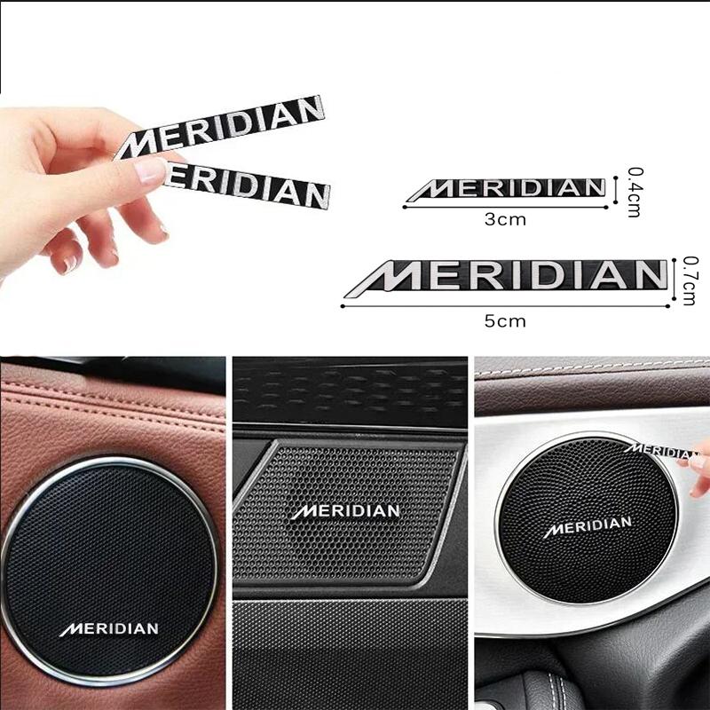 8/4/2Psc Aluminum Car Styling MERIDIAN Logo Emblem 3D Aluminum Speaker Audio Auto Emblem Decorate Sticker Decals Accessories