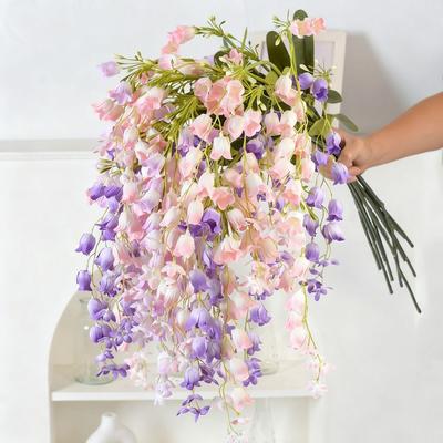 108CM Künstliche Blauregenblüten Grüne Farbe Hängendes Design Künstliche Blumenpflanzen Seidenmaterial Schnuranordnung