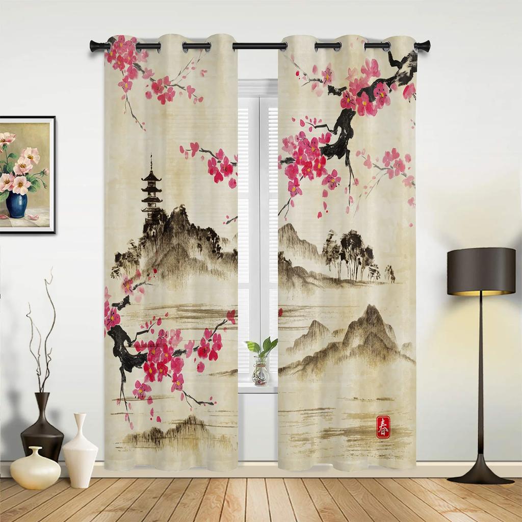 Landschaftsmalerei Boot Berg Vorhänge für Schlafzimmer Wohnzimmer Vorhänge Küche Kinderzimmer Fenster Vorhang Heimdeko