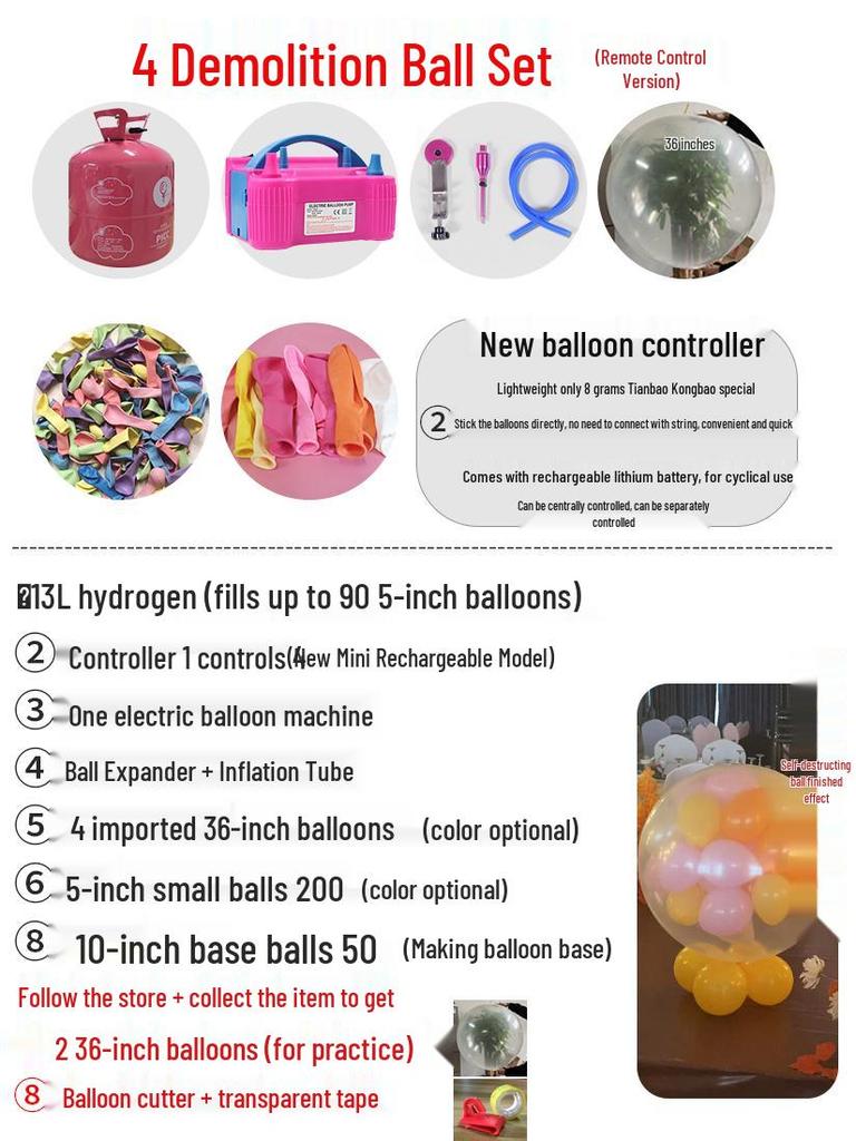 Outdoor Wedding Sky Explosion Balloons Set: Helium Balloons with Complete Assembly Tools for Hotels and Bridal Events