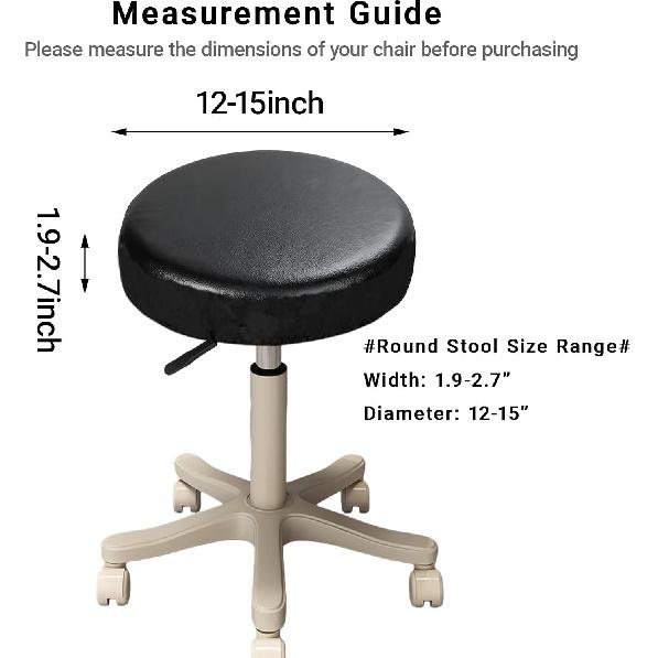 Round Seat Covers for Stools with Elastic - 2-Pack Black Bar Stool Seat Covers Universal Washable Fit for 14-16 Inch Round Stool Chair Cover