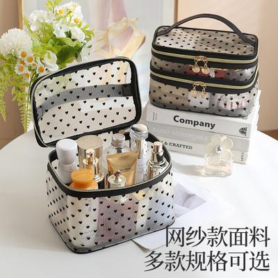 Travel Storage, Painting, Mesh, Hand-held Double-layer Makeup Bag, Portable Visible Change, Key, Lipstick, Miscellaneous Storage Bag