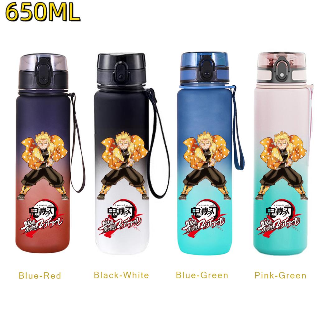 650ML Demon Slayer Water Bottle Anime Cartoon Characters Drinking Cup Portable Outdoor Sports Plastic Leak-proof Water Bottle