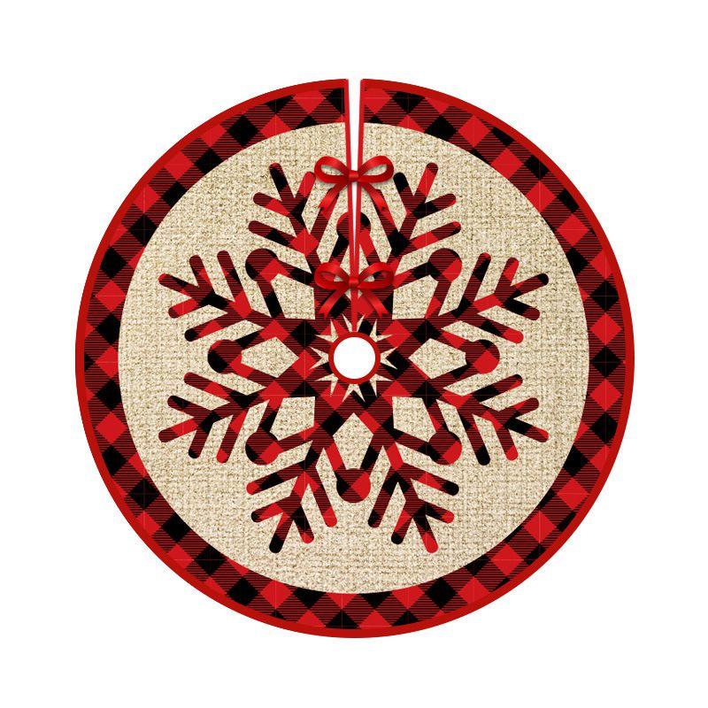 Saia de Árvore de Natal Xadrez Vermelho Festiva Com Design de Papai Noel e Alce Para Decoração Elegante de Feriado