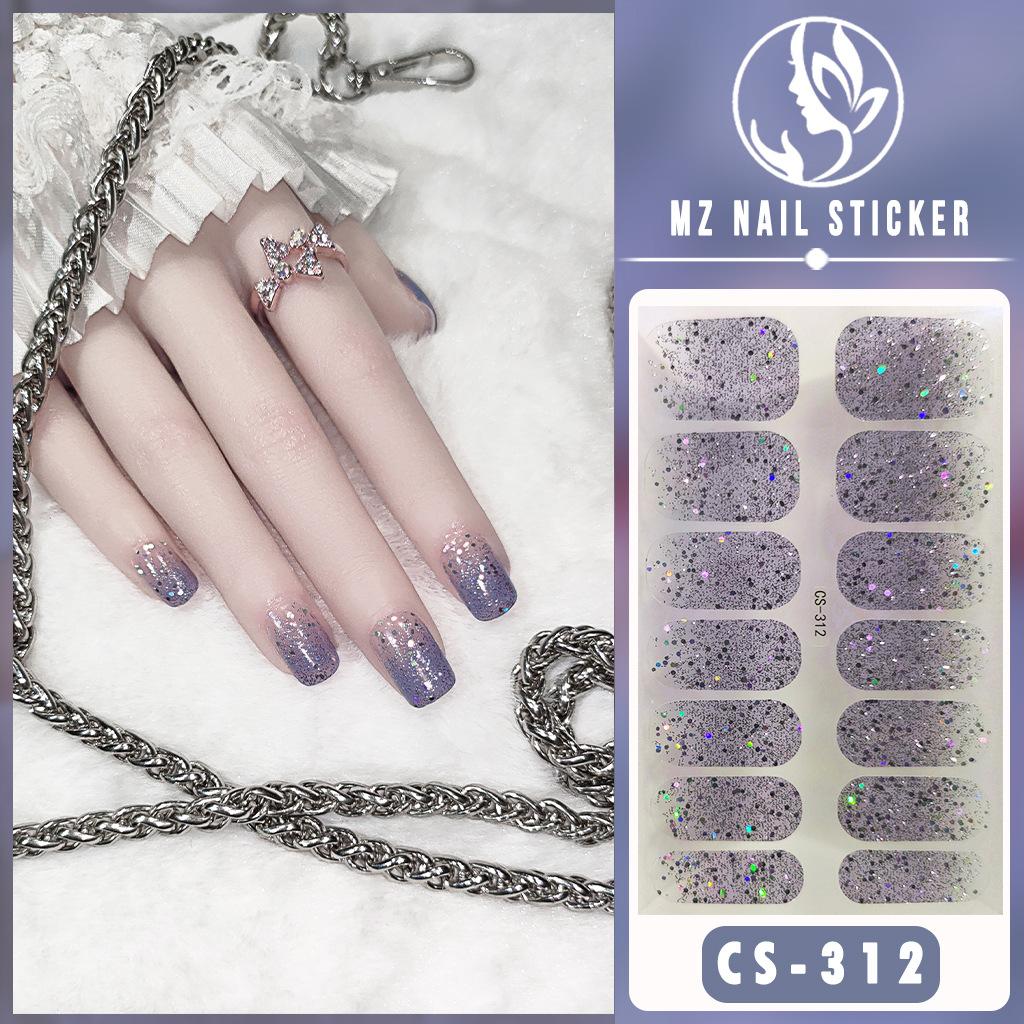 CS Color Green Onion Powder Four-color All-Green Onion No-Bake Gel Nail Polish Film All Ice Flash Nail Polish Film Paper Nail Nail Sticker