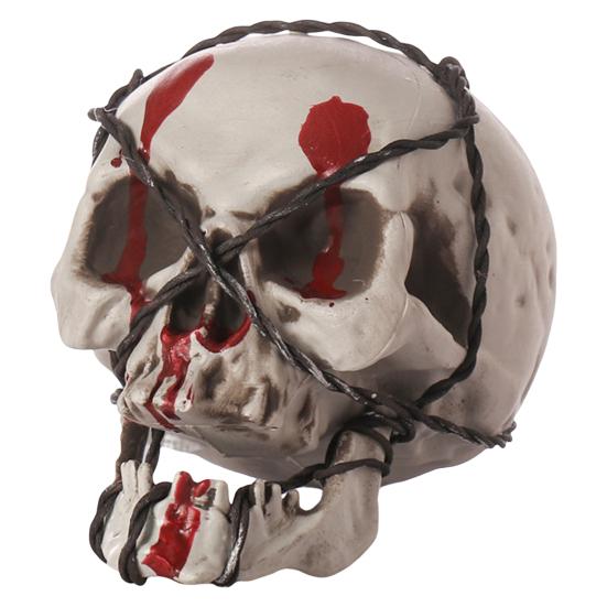 Halloween Skull Head Decor Plastic Realistic Human Skull Figurine for Graveyard Scene Haunted House Bar Home Table Decorations