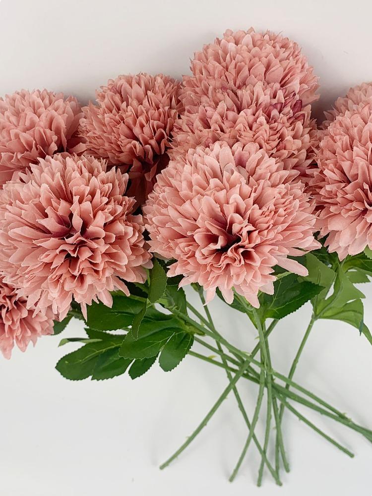 10 Pcs Artificial Chrysanthemum Ball Silk Flowers Flowers for Bride 52cm Single Stem Chrysanthemum for Wedding Bouquets Party Home Garden Decor