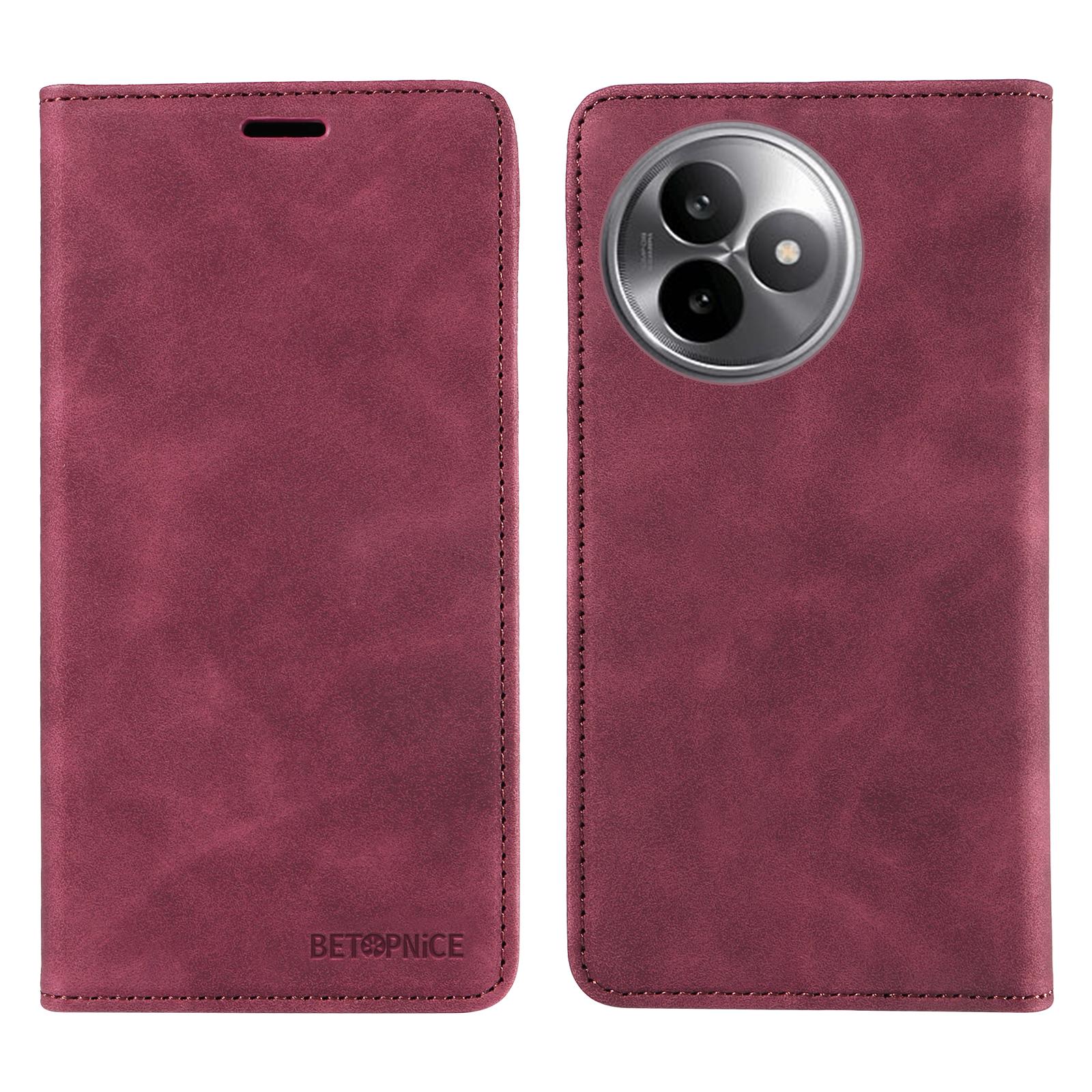 

For Xiaomi Redmi K80 Ultra 5G Case BETOPNICE Magnetic Closure RFID Blocking Wallet Stand Leather Phone Cover Red