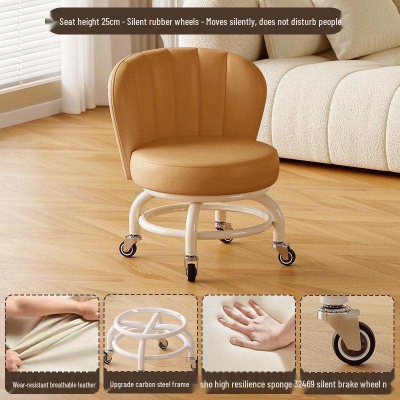Children's Rotating Stool with Backrest and Silent Wheels