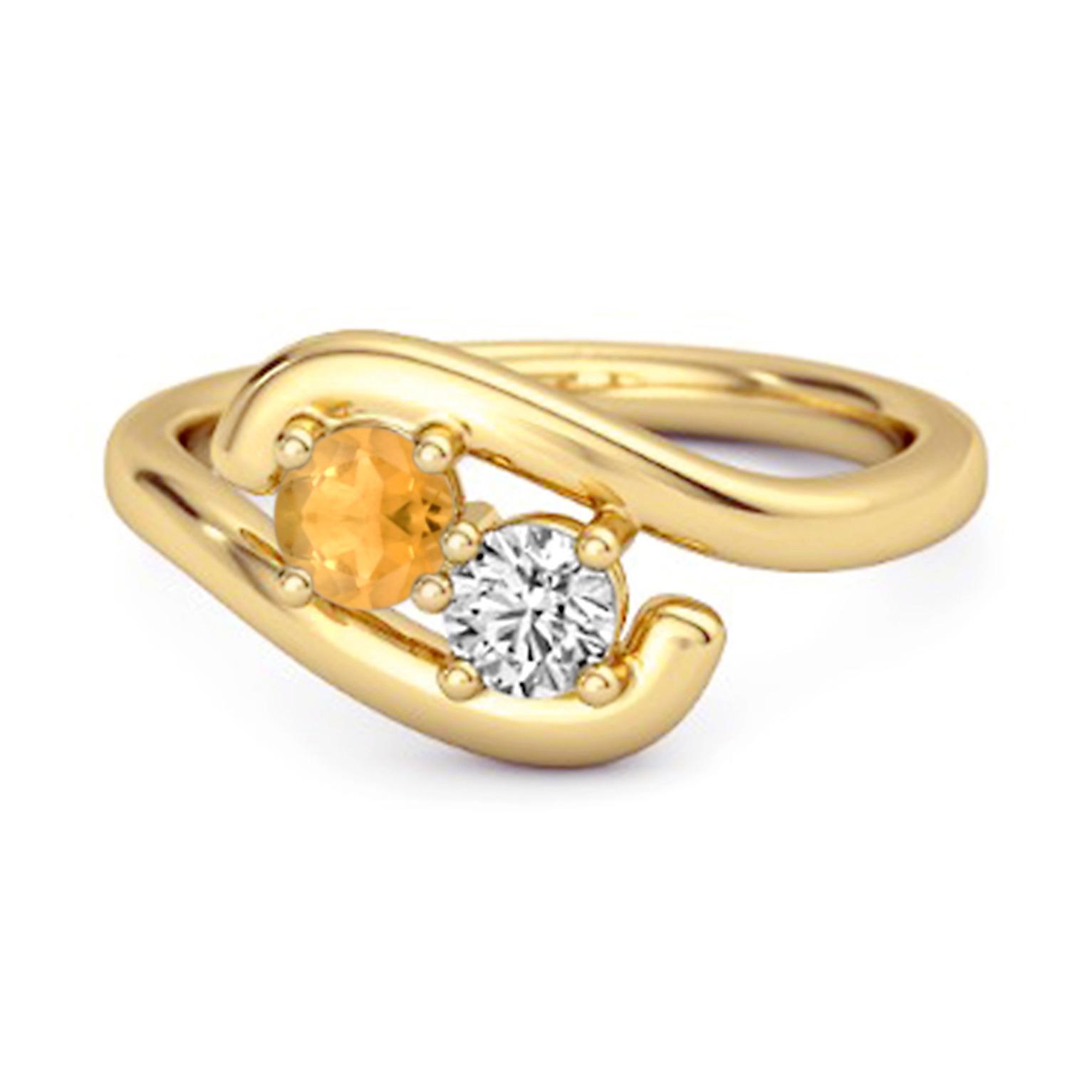 

Citrine Modern Bypass Design Ring - 925 Sterling Silver Gold Vermeil 9.5 жовтий