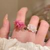 Flower Stacked Flower Ring for Women In Early Spring Countryside Style Elastic Beaded Finger Ring