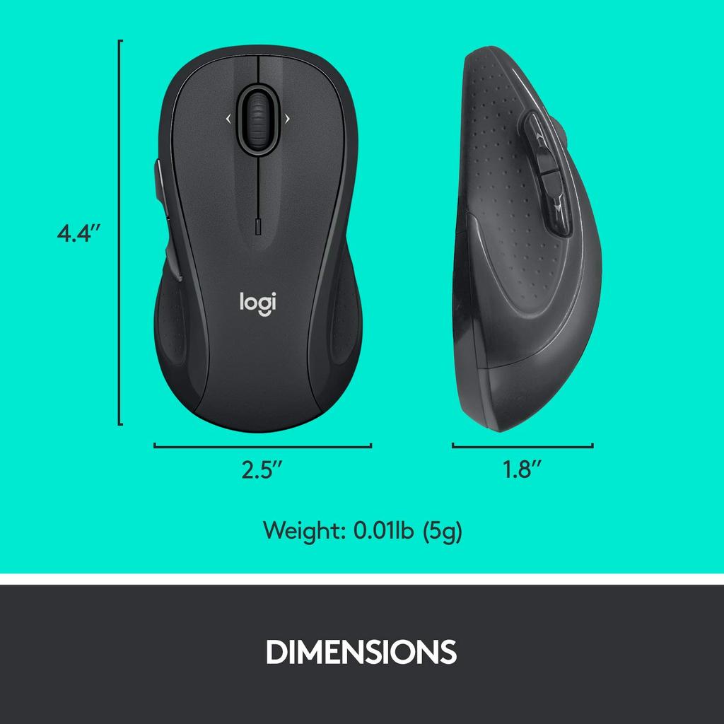 Logitech M510 Wireless Mouse, USB Uni-Facing Receiver for Laptops and PCs with Programmable Buttons - Graphite.