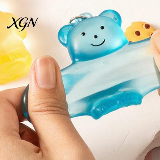 Anxiety Relief Toy Clear Bear Squeeze with Hanging Buckle Stress Sensory Soft Ball Slow Rising Sugar Decompression Animal Maltose Texture