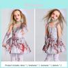 Costume di Halloween per Bambini e Adulti Spaventoso Vestito da Sposa Fantasma Grigio Macchiato di Sangue con Pizzo e Gonna in Tulle