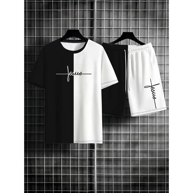 Men's Short Sleeve T-shirts And Shorts Set Outdoor Street Short Sleeve Top Shorts Plus Size Casual Summer T Shirts 2-piece Set