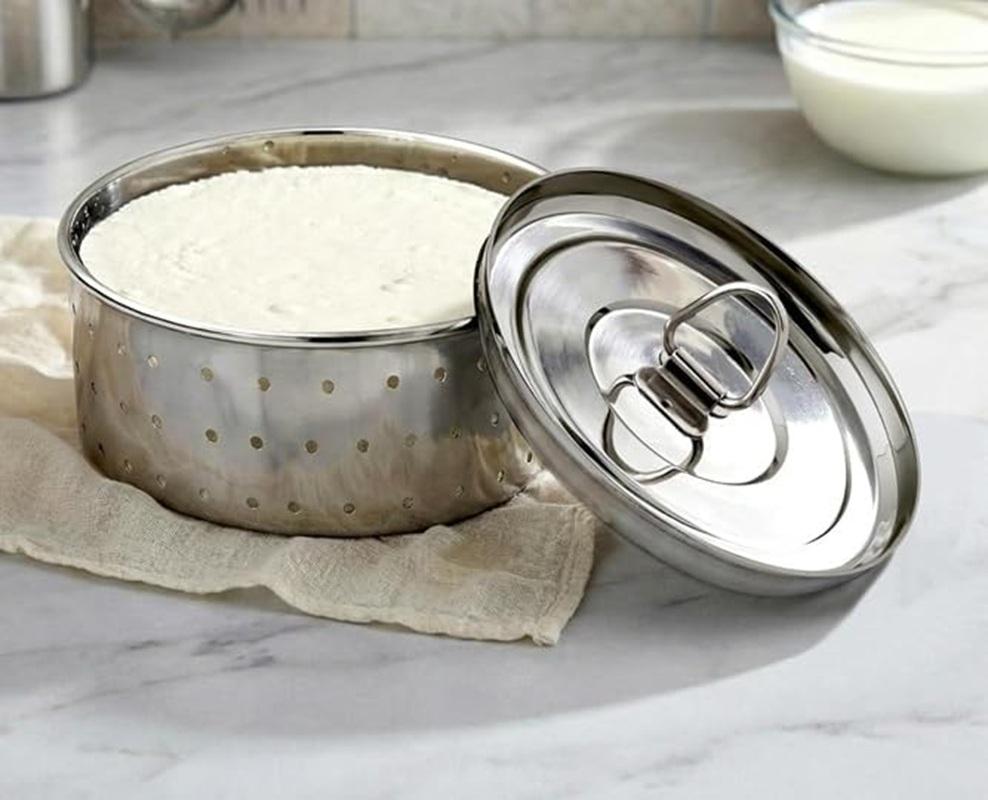 TreegoArt Stampo Rotondo in Acciaio Inossidabile per Paneer Formaggio, 350 ML, 500 ML E 700 ML Perfetto per Fare Paneer/Formaggio/Tofu Fatto in Casa - Confezione da 3