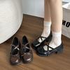 Chaussures plates à bout rond françaises petites chaussures en cuir pour femmes été 2025 nouveau nœud avec jupe augmentation de hauteur Mary Jane chaussures simples