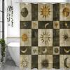 Jigsaw style: Sun and Moon Shower Curtain Washable Dirt-Resistant Shower Head waterproof Polyester Bath Curtain For Home Decor