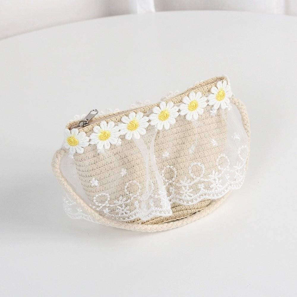 

Wide Brim Children Beach Straw Hat Small Daisy Fisherman Hat Fashion Sunscreen Sunshade Hat Summer Beige-Bag