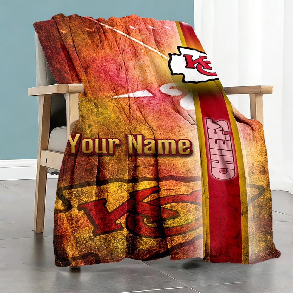 Kansas City Football Personalized Name Blanket Multipurpose Personalized Blanket Comfortable Great For Picnics Seaside Chair Couch