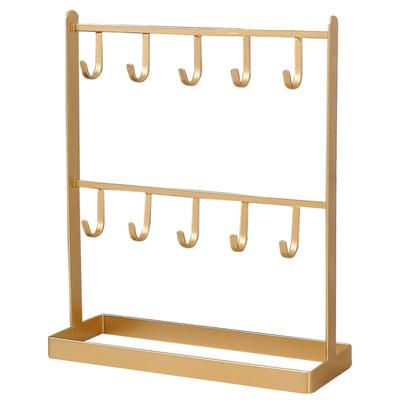 Jewelry Display Organizer Stand Hooks Golden Iron Display Rack for Necklace Hair Accessories