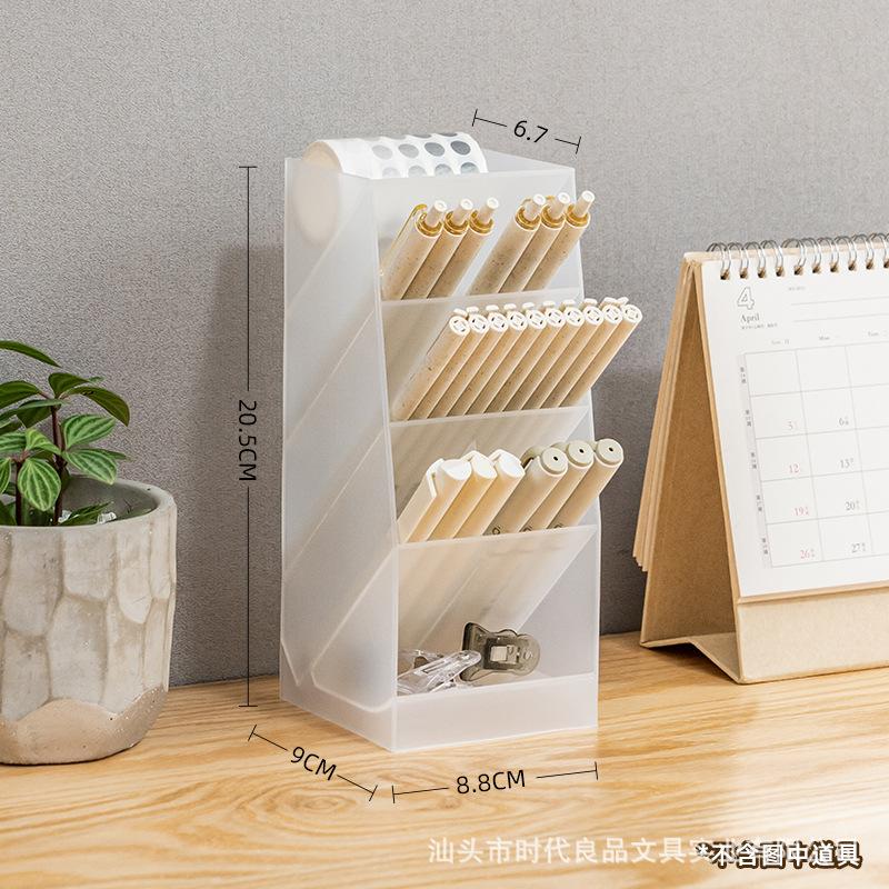 Inclined Pen Holder Transparent and Simple Modern Style Pen Holder Storage Box, Student Pen Holder Office Desktop прозрачный белый