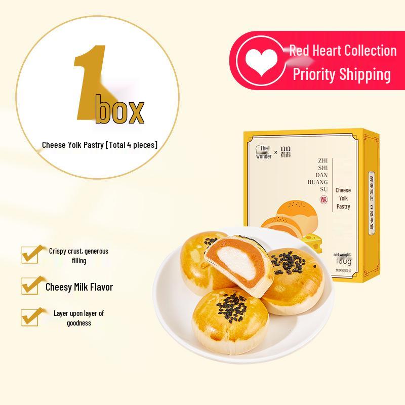 Caixa de Presente de Pastel de Gema de Ovo Snowy Niang - Pastelaria para Pequeno-Almoço e Souvenir Dim Sum de Meio Outono