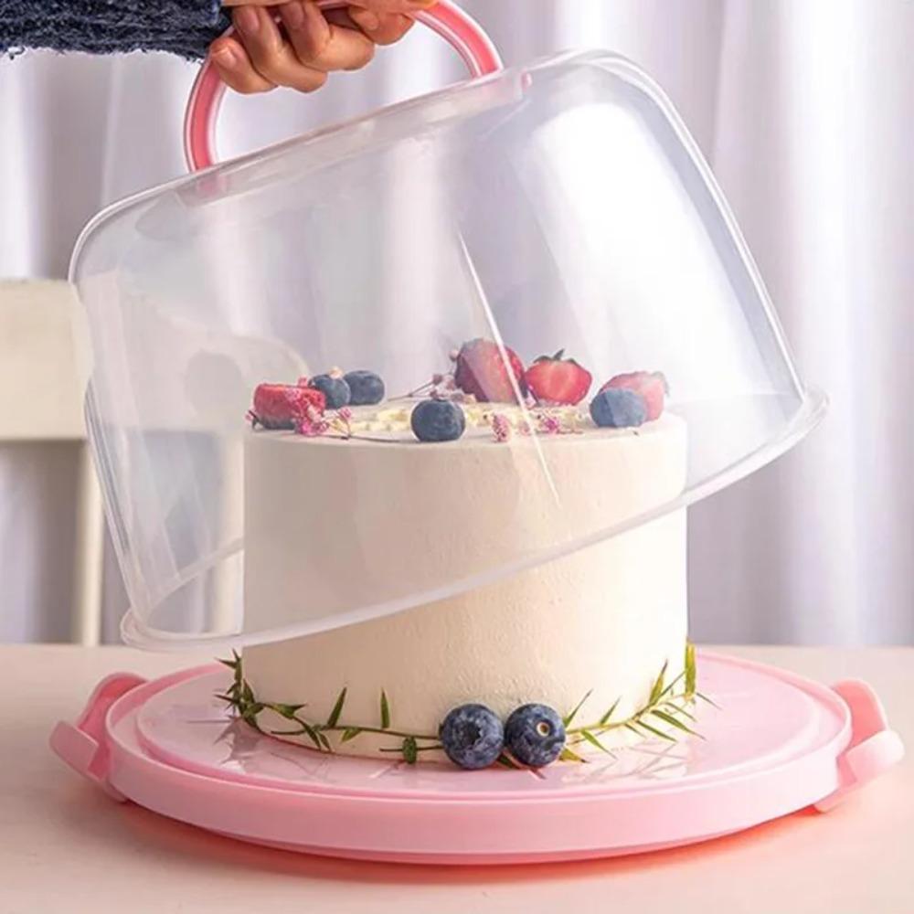 Round Cake Container 8/10 Inch Cake Case Food Storage Tray Plastic Cake Box Homemade Cake