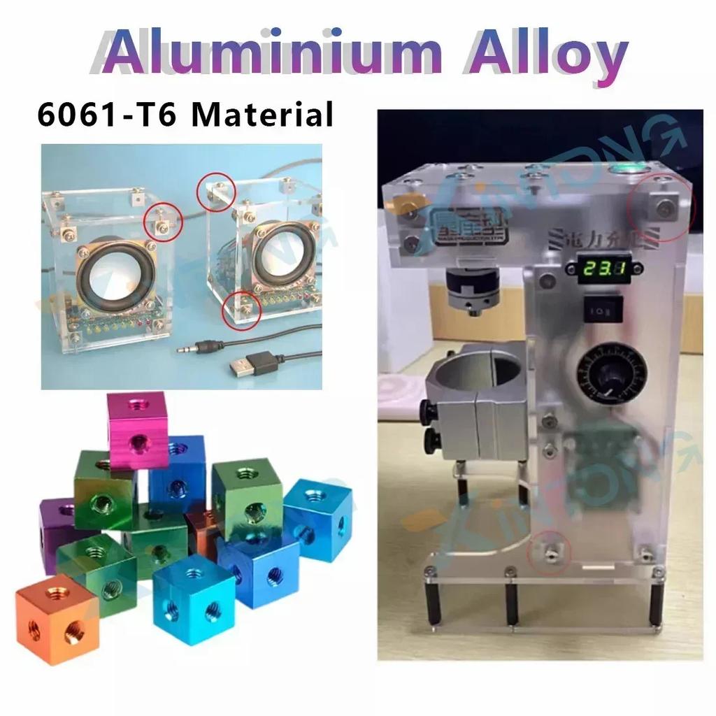 10Pcs M3 X 10 X 10 X 6mm/10mm Cube Connector Aluminium Alloy Anodized Fixing Bracket 6 Way Square Spacer Standoff Tee