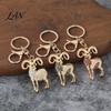 Rhinestone Goat Charm Sparkling Keychain, Golden Plated Key Ring for Men Animal Chain Women, Decorative Keychain Car Keys Handbags Backpacks